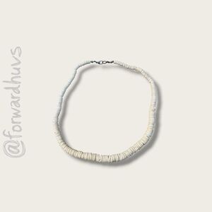 White Clam Shell Heishi Necklace – Graduated Natural Shell Disc Beads